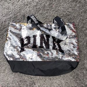 Large PINK sequin tote bag